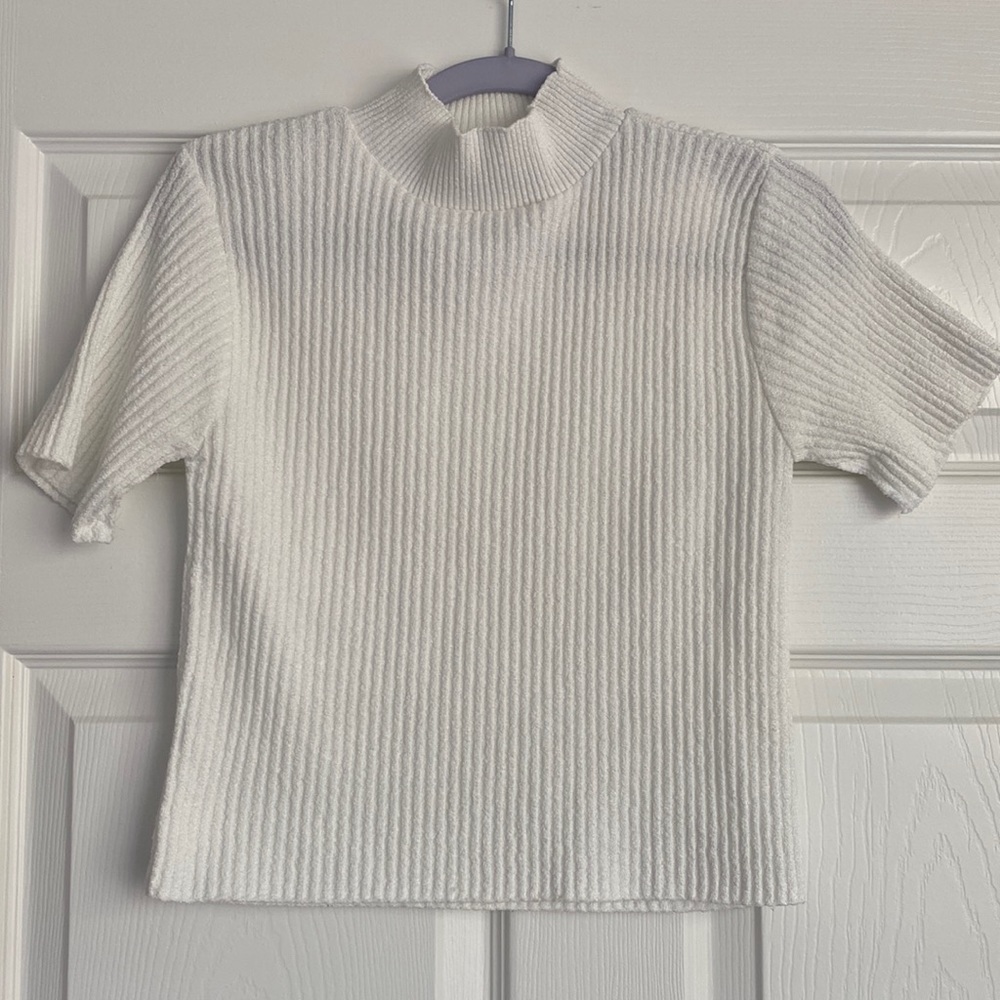 white ribbed mock turtleneck